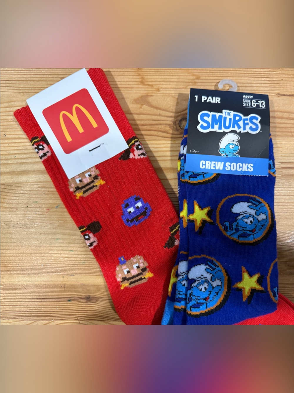 McDonald's and Smurfs Crew Socks NEW